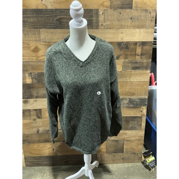 Vintage 1980s WhalerKnits- Dark Grey- V-Neck Sweater- Size L - Picture 2 of 7